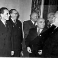 Политик А.Я. Пельше с советскими деятелями культуры, 1955 год