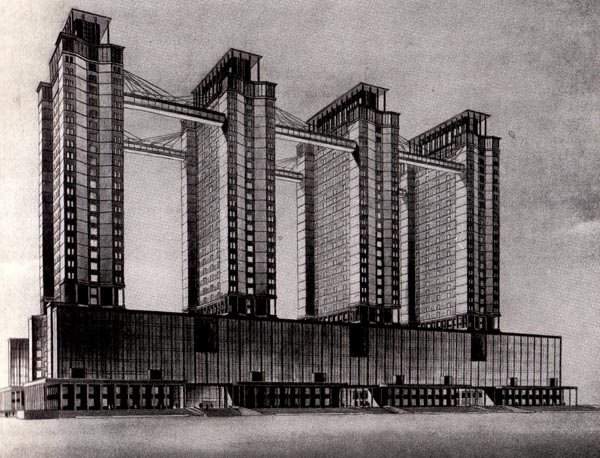 Фото: Проект  здания Наркомтяжпрома архитектора Гинзбурга, 1934 год