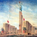 Советский павильон на выставке в Нью-Йорке 1939 года .Скульптура рабочего. (В. Андреев)